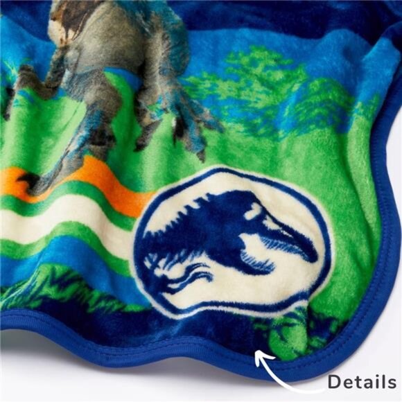 Jurassic World Dominion Rexy T-Rex Kids Bedding Super Soft Silk Touch Throw - Picture 4 of 7